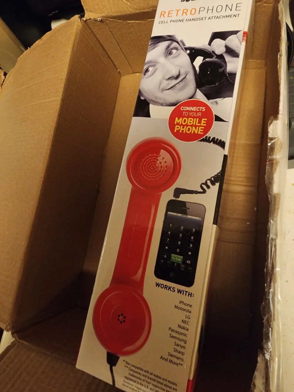 RetroPhone White Cell Phone Handset Attachment